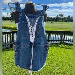 ✨Like New✨Forever 21 Lace-Up Front Denim Overalls - Womens Size 30